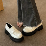 Retro Small Leather Shoes Female 2024 Spring Autumn New Thick Thick Heel Loafers French Jk Single