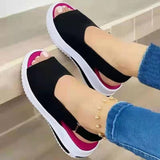 Breakj Women's Shoes Large Summer New Thick-Soled Simple Women's Single Shoes Magic Stick Casual Fish Mouth Sandals