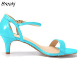 Colour Patent Hot Summer Sexy Party Low High Heels Sandal Women Pumps Shoes