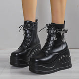 Breakj Thick Boots 2023 New Dark Gothic Rivet Slope And Short Boots Women's Size Martin