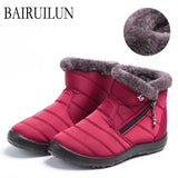 Boots Women Shoes Warm Plush Fur Ankle Boots Winter Female Slip On Flat Casual Shoes 2020 Waterproof Ultralight