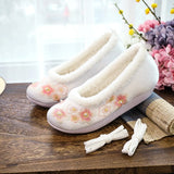 Breakj Cotton Shoes Autumn And Winter Ancient Costume Collocation With Embroidered Shoes With High Slope Heel Female Cloth