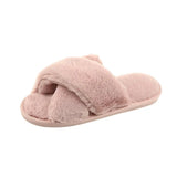 Breakj And Winter New Big Rabbit Velvet Cross With Couple Floor Cotton Slippers Indoor Warm Anti-Slip Cotton