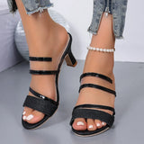 Toe Transparent Wear Women's Shoes Large-Size Coarse And Cool Slippers 2025 Summer New Fashion Korean Version Of High-Heeled
