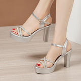 High-Heeled Model Sandals Women's Summer New Cheongsam Walking Sandals Waterproof Platform Thick Soles Large Size Open-Toed