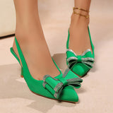 Breakj And Cool Slippers Femininity 2025 Spring And Summer New Flat Bows Fashion One-Word Water Drill