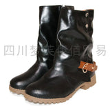 Breakj Autumn And Winter Fashion Women's Boots Shoes Side With Low-Heeled Short-Sold Short-Shoe Belt Buckle Metal Side