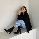 New High-Heeled Boots Korean Version Of Online Celebrities Thin Boots Tipped OL Commuter And Ankle Short Women's