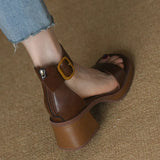 Breakj Style Retro Word With Sandals Woman Heel Back Zipper De-Shoe Summer High Heels Women