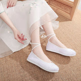 Breakj Shoes Round Head Woven Brocade Ming Made Ancient Style Ancient Costume Flat Shoes Summer Women's Single