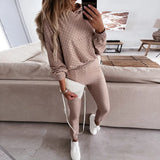 Print Hoodie Two Piece Sets 2021 Long Sleeve Pullover Sweatshirt And Elastic Trouser Suits Autumn Winter Casual