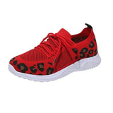 Size Women's Leisure Sports Shoes 2023 New Leopard Print Round Head Ties With Flat Soles And Comfortable Mesh Surface Women's