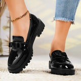 Leather Paint Happy Shoes 2025 New Face Tuxedo And Retro Large-Size Fashion Casual Single