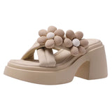 Breakj Wind Flower Thick Bottom Slippers Female Wear Female 2023 Summer New Fashion Beach Open Toe Slippers