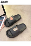 Platform Open Toe Summer Soft Thick Bottom Non-Slip House Slipper Female Lovely Flats Ladies Shoes Women Home