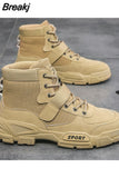 New Work Boots Men Comfort Desert Boots Retro Casual High Top Shoes for Men Round Toe Non-slip Hiking Booties Botas