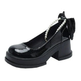 Women Thick Platform Mary Janes Lolita Shoes Party Pumps Summer 2024 New High Heels Sandals Bow Chain Mujer Shoes Oxford