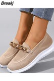 Metal Chain Platform Women's Flats Shoes Autumn Breathable Mesh Flat Sneaker Woman Shoe Slip on Soft Sole Casual