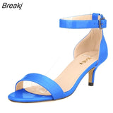 Women Sandals Multicolour Summer Open Toe Ankle Strap Sandals Sexy High Heels Lady Shoes Buckle 5cm Low Heel Wedding