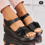 Slope Heel Sandals Women's 2023 Summer New Hollowed-Out Flowers Thick Soles Sandals Beach Women's