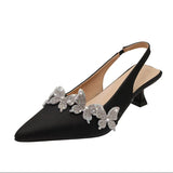 Breakj Temperament Water Drill Head Thin Heel Women's Shoes 2025 Spring New Denine Low- Heel Large-Size Single-Shoe High