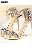 High Heels Rivets Sandals Lady Stiletto Gladiator Pumps Stripper Summer Platform Shoes 2023 Luxury Fashion Women