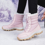 Breakj Snow Boots Women With Velvet Thick Cotton Shoes 2025 Winter New Zipper Thick-Bottomed Warm Cotton