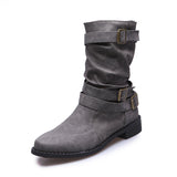 Breakj Boots Women's Size Size 2025 Autumn/Winter Round Head Shed Belt Buckle Decoration Lady