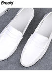 Autumn Mens Casual Leather Loafers Men Loafer Shoes Mocasines Hombre Mocassini White Black Slip-On Big