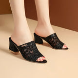 Size 43 Women's Slippers 2024 New Summer Fashion Sequin Cool Slippers Outer Wear Women's Thick Heel Slippers Ladies