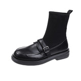 Breakj Temperament With Thin Socks Boots 2025 Autumn And Winter New Martin Boots Knitted Elastic British Low