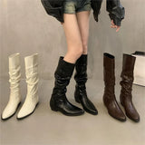 Breakj Coarse Heel Tip-Tap Pile Boots Long Boots Women's Shoes 2025 New Spring And Autumn Winter Mid-Skinny Knight