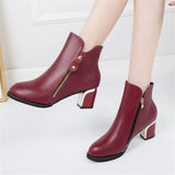 Fashion Side Zipper Ankle Boots Autumn/ Winter Boots Pointed High Quality Solid Ladies Shoes PU High Heels