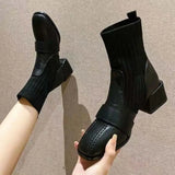 Ankle Boots Sock Short Shoes for Women Elastic Booties Brown Footwear Comfortable and Elegant on Offer Free Shipping