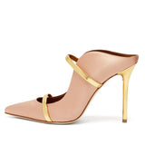 Gold Black High-Heeled Pointed Large-Size Muller Single Shoes Banquet Fashion Shoes