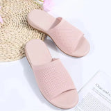 New Summer Flying Weaving Leisure Slippers Large Size Solid Color Fish Mouth Slope Slipper Women's