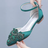 Breakj And Summer 2 Cm Flat Hedley Casual Sharp In The Hollow Sandals Square With Shallow Mouth Water Drill Buckle Bridal Shoes Wedding