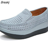 Fashion Leather Soft Bottom Tassel Women's Single Shoes Spring and Summer Thick Bottom Wedge Heel Women Hollow Light