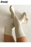 Women's Boots Winter New Over-the-knee Boots Thick-soled Stitching Socks Boots Women's Fashion Casual Boots Plus