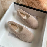 Winter White Wool Fur Shoes Woman Soft Fluffy Flats Warm Plush Cotton Loafers Fleece Lambswool Moccasins Femmes Furry