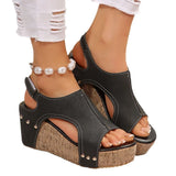 Breakj Heel Sandals Women's Shoes 2025 Summer New Leisure Thick-Sed Fish Mouth Magic Stick Slope