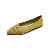 Women Pointed Toe Shallow Flat Shoes Mesh Loafers Soft Bottom Ballet Flats Classic Moccasins Knit Dress Shoes