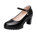 Cowhide Catwalk High Heels Women's Anti-Skid Thick Heel Waterproof Platform Cheongsam Models Soft Leather Work Shoes Women's