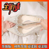 Breakj High-Heeled Wedding Shoes Women's Crystal Bridal Shoes Fine Heel High-End Feeling Not Tired Wedding Dress Show Two Bridesmaid