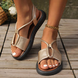 Women's 2024 New Summer Round Head, Flat Soles, Low Heels, Buckle Ladies'