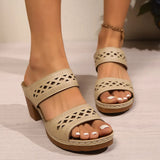 Breakj Summer New Large-Size Women's Sandals Retro Slope And Slippers Large-Size Hollow Slope And Cool Slippers