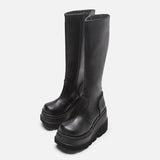 Breakj Gothic Style Thick-Bottomd Long-Sleest Locomotive Rider Boots But Knee-High-Skinned Boots