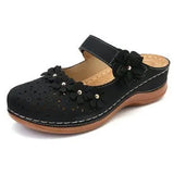 Breakj Burst Summer Cave Shoes Women Retro Comfortable Slope With Slippers Round Head Soft Leisure Flowers Women Cool