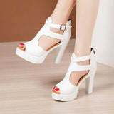 Sandals Women's Large Size 2023 Summer New Thick-Soled Waterproof Platform High-Heeled Open-Toed Model Catwalk