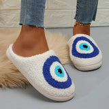Pattern Fluffy Bedroom Slippers Women Comfort Soft Flat Heel Indoor House Shoes Woman Winter Warm Cotton Slippers for